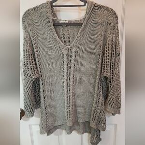 POL Women's V-Neck Knit Sweater ( Gray )